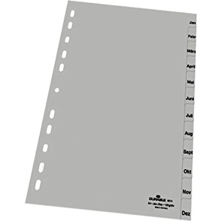 Durable 6514-10 Register Kunststoff Jan - Dez, A4, 12-teilig, grau – Bild 3