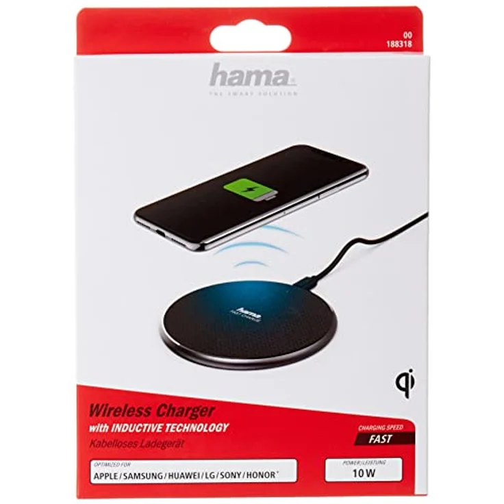 Hama kabelloses Ladegerät QI-FC10, Qi Ladestation, schwarz – Bild 2