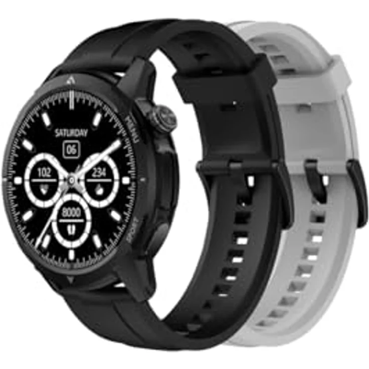 Beafon Smartwatch 601, 1,43“ AMOLED Display, IP68, 5ATM, GPS, Kompass, Sportmodus, Herzfrequenz, Blutsauerstoff, Bluetooth Anrufe, orange Armband im Lieferumfang – Bild 1