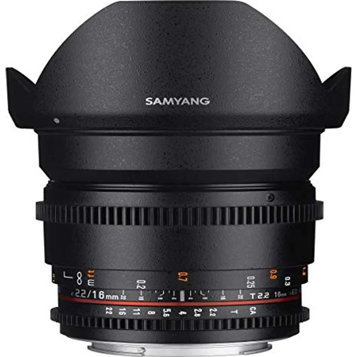Samyang 16-2,2 Objektiv Video DSLR II Canon EF manueller Fokus Videoobjektiv 0,8 Zahnkranz Gear, Weitwinkelobjektiv schwarz – Bild 6