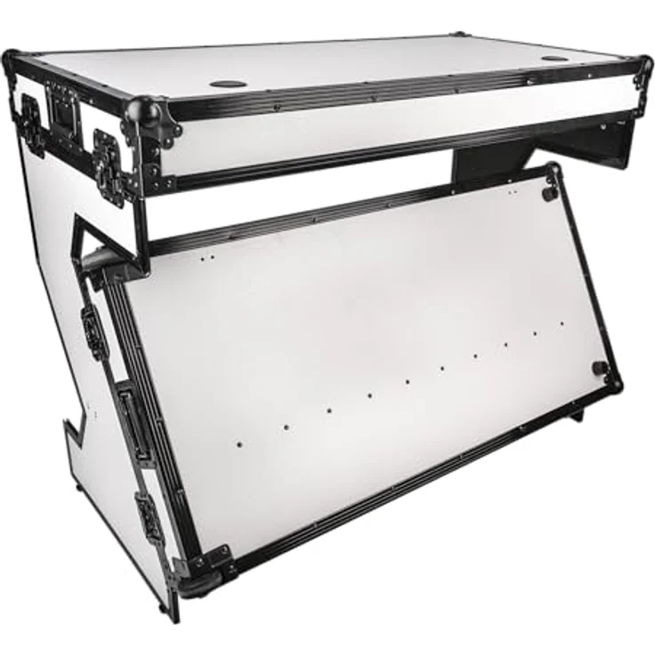 Showgear Portable Z-Style Table, Faltbarer Tisch mit Kabelmanagement und integrierten Rädern, Weiss – Bild 1