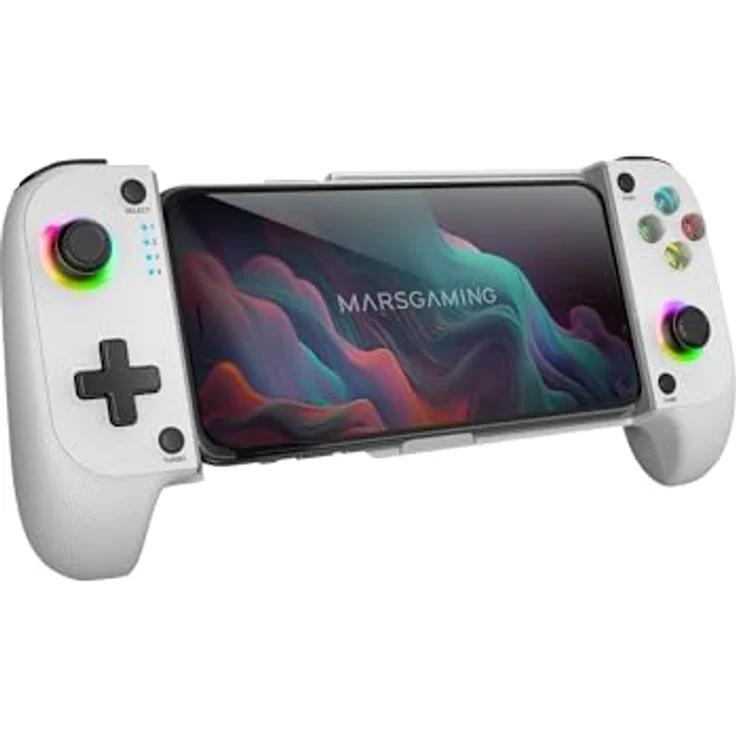Mars Gaming MGP-X, Kabelloser Gaming Controller mit Dual-Vibration und RGB-Beleuchtung, Weiss, kompatibel mit PS4, PS5, Switch, PC, Android, iOS – Bild 2