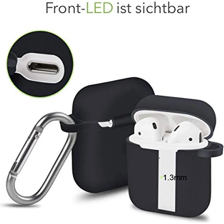 AVANA Kopfhörer-Schutzhülle Hülle für Apple AirPods 1 & 2, Silikon Case, 360° Cover, Ladecase Tasche, Rot und Schwarz – Bild 5