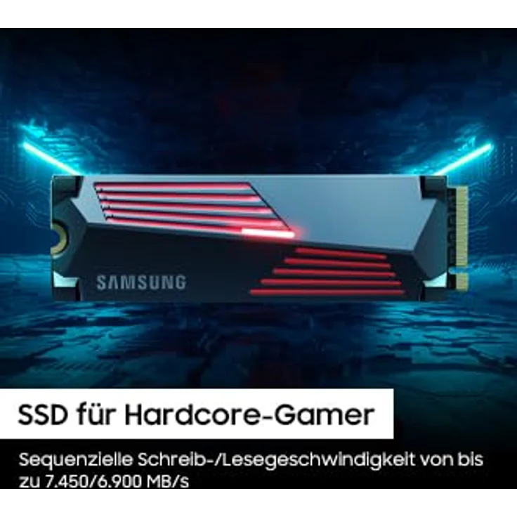 Samsung 990 PRO Heatsink NVMe M.2 SSD mit Kühlkörper, 4 TB, PCIe 4.0, 7.450 MB/s Lesen, 6.900 MB/s Schreiben, Interne SSD mit RGB für PC-/Konsolen-Gaming und Videobearbeitung, MZ-V9P4T0CW – Bild 2