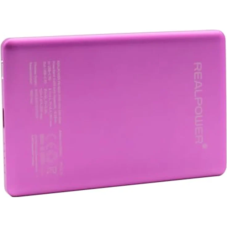 REALPOWER PB-5000 MAG Ultra Slim Powerbank, 5000 mAh, Schwarz/Rosa, mit MagSafe und Type-C Anschluss – Bild 2