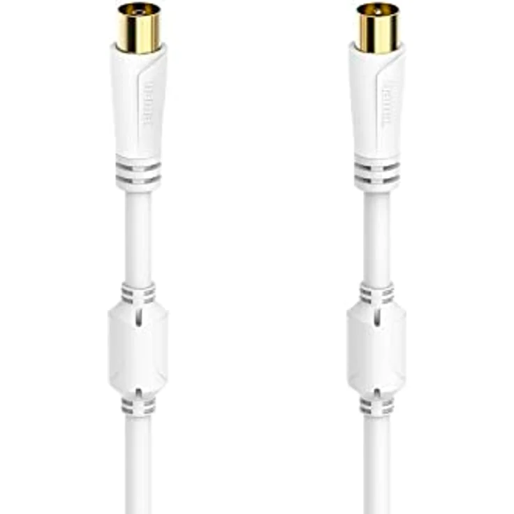 Hama Antennen-Anschlusskabel, 5 m, Weiß, Koax-Stecker zu Koax-Kupplung, 100 dB, vergoldete Kontakte, dreifach abgeschirmt – Bild 3