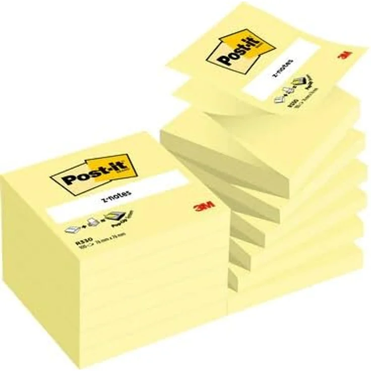 Post-it Notes Super Sticky Z-Notes, Haftnotizblock mit 100 Blatt, kanariengelb, VE=12 Blöcke – Bild 2