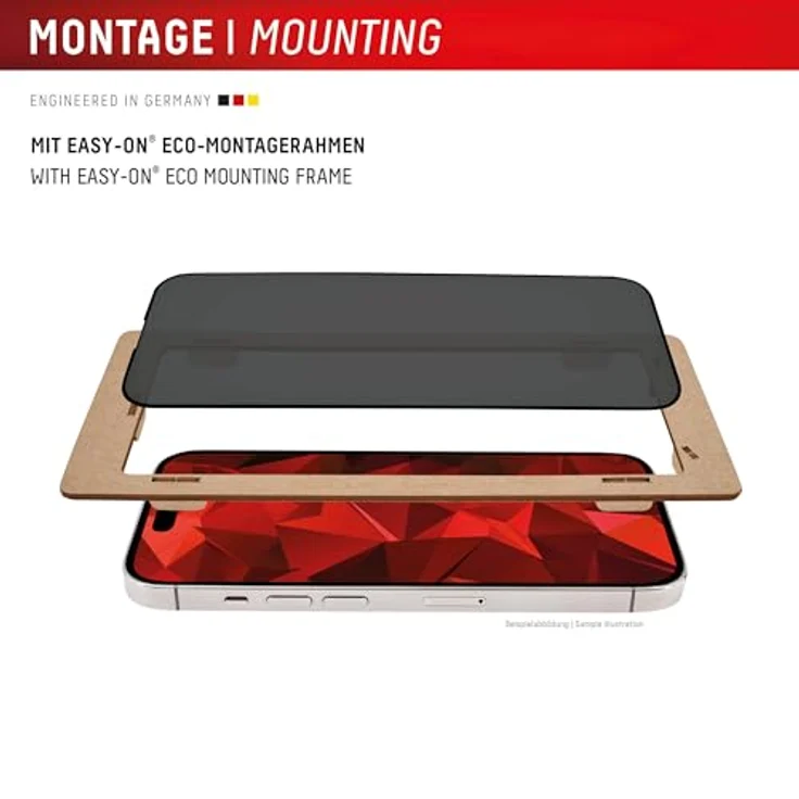 Displex Privacy Full Cover Panzerglas (10H) für Apple iPhone 16, Eco-Montagerahmen, Privacy Filter, Tempered Glas, kratzer-resistente Schutzfolie, hüllenfreundlich, in Transparent – Bild 5