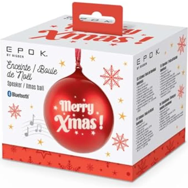 Big Ben EPOK Leuchtende Weihnachtskugel, roter Bluetooth-Lautsprecher mit Lichteffekten und 10 W Musikleistung – Bild 8
