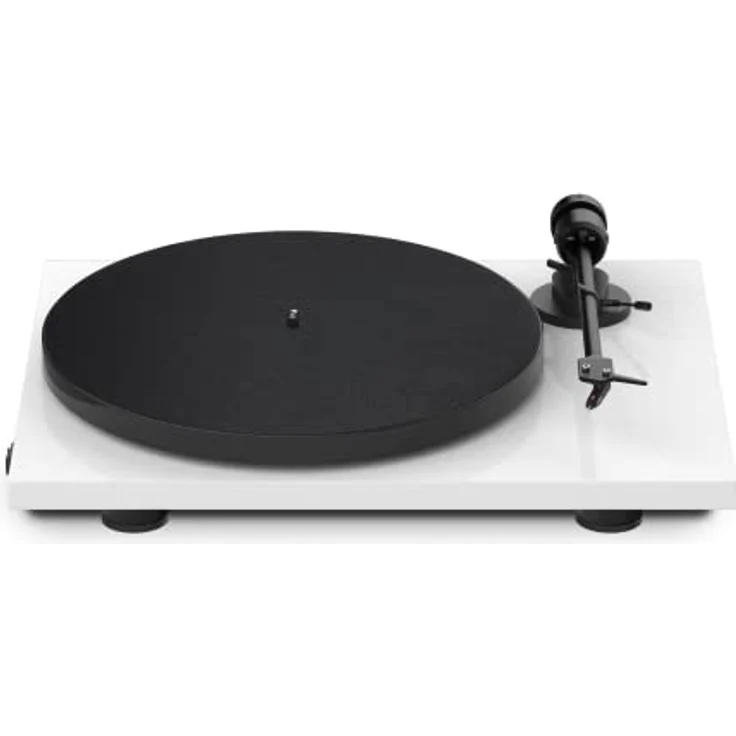 Pro-Ject E1, Plug & Play Einsteiger Plattenspieler mit OM5e System und elektronischer Geschwindigkeitsumschaltung (Weiß) – Bild 1