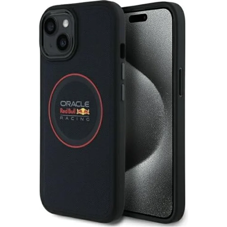 Red Bull RBHMP15S24PUILVR iPhone 15 6.1" Hardcase aus ökologischen Leder, navy mit rotem Ring, MagSafe kompatibel, Smartphone Hülle – Bild 1