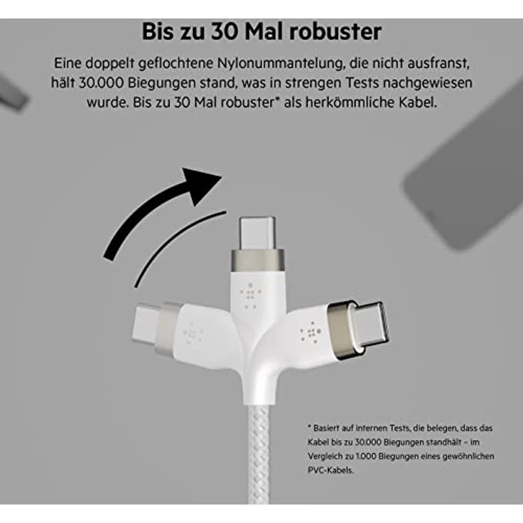Belkin Pro Flex USB-C- USB-C Kabel Power Delivery 60W 2m weiß CAB011BT2MWH – Bild 7