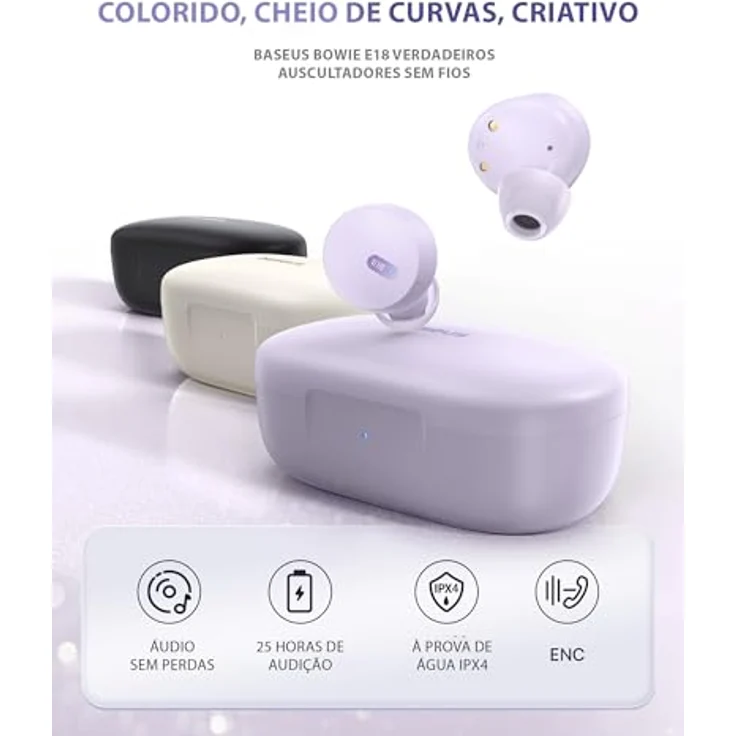 Baseus Bowie E18 TWS Bluetooth-Kopfhörer 5.3 IPX4 ENC, Lavendel – Bild 3