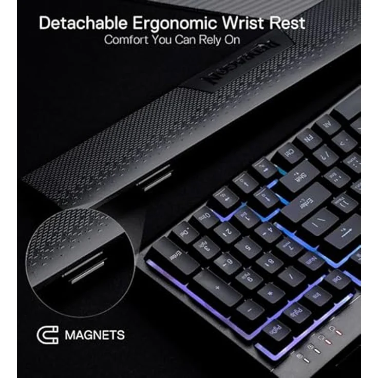Redragon K515 Shiva RGB Membrane Gaming Tastatur, 98 Tasten mit linearer Schalter-Technologie, RGB-Hintergrundbeleuchtung, 4 Makrotasten, abnehmbare Handballenauflage, US Layout – Bild 5