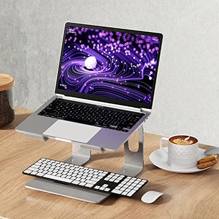 honju Laptop-Ständer für ergonomisches Arbeiten [Laptop-Erhöhung für Schreibtisch, Laptop-Stand aus stabilem Aluminium, Notebook-Ständer/MacBook Stand] Silber - Preisvergleich – Bild 2