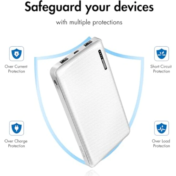 LogiLink PA0316W - Powerbank 10000 mAh, 2X USB-A (für Geräte) mit Schnellladenfunktion, USB-C + Micro-USB (Aufladen der Powerbank) – Bild 3