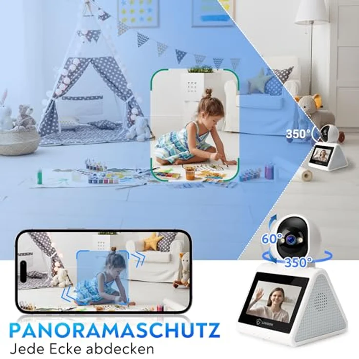 LUVISION WLAN PTZ Überwachungskamera, Auto-Tracking Video-Anrufkamera mit Gegensprechfunktion und 4,3-Zoll Display für Kinder, Senioren und Haustierüberwachung – Bild 4