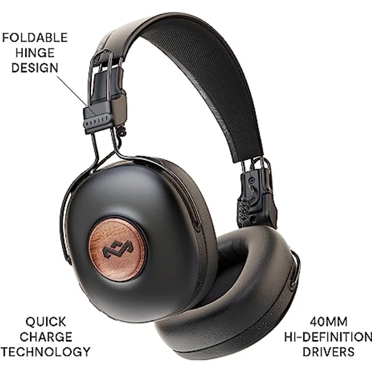 Marley House of Positive Vibrationsfrequenz Over Ear Wireless Kopfhörer - Bluetooth-Kopfhörer, 34h Spielzeit, Passive Geräuschisolierung, On-Board-Steuerung & Mikrofon, nachhaltige Materialien, – Bild 3