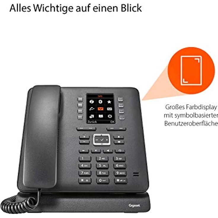 Gigaset T480HX Büro Telefon - schnurloses DECT Tischtelefon mit Headset-Anschluss, Freisprechfunktion, Farbdisplay - Kompatibel mit Fritzbox, schwarz – Bild 2