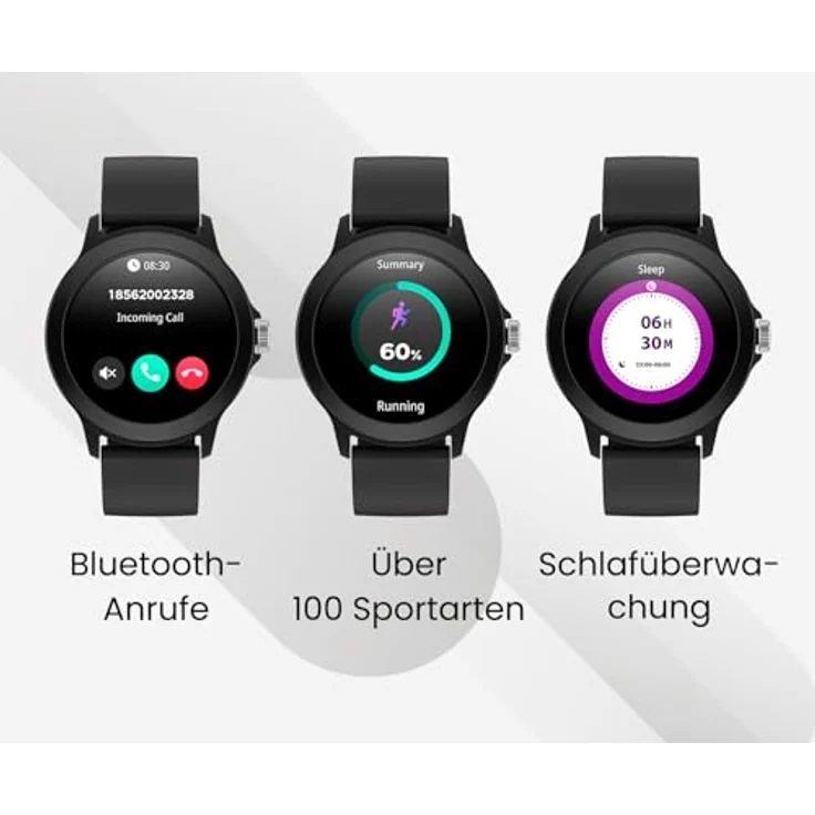 SPC Smartee Duo Vivo 2 - Smartwatch mit 1,32“ AMOLED-Display, Bluetooth-Anrufen, 100 Sportarten, IP68, 8 Tage Akkulaufzeit, 2 Armbänder in Schwarz, App-Steuerung für Android/iOS – Bild 5