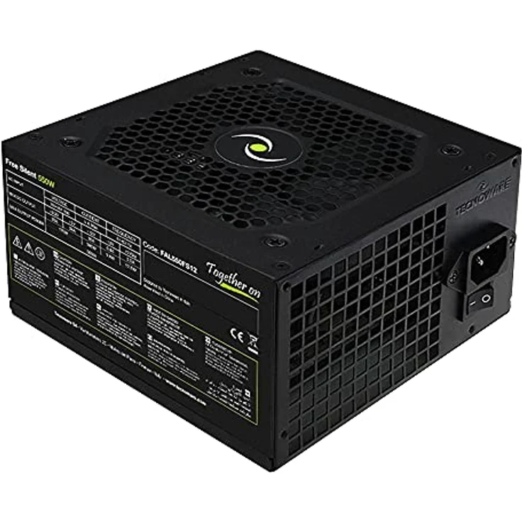 Tecnoware ATX-Netzteil 550W für PC - Leises Lüfterrad 12 cm - Steckverbinder 2 x SATA, 1 x 24-polig, 1 x 12V 4 + 4-polig, 2 x Molex, 1 x Floppy – Bild 1
