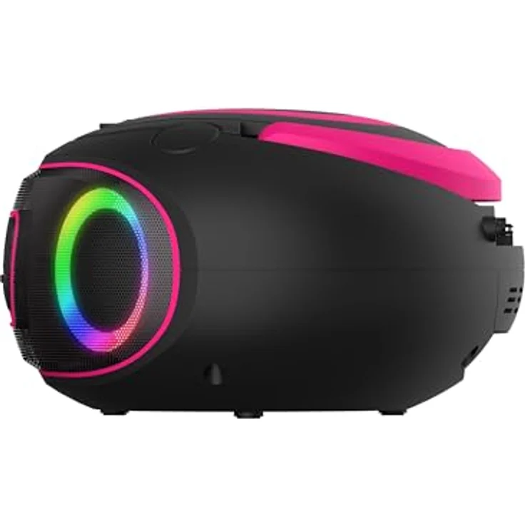 Denver TDB-212 DAB+ Boombox | Retro-Design mit Bluetooth, USB, CD-Player und AUX-Anschluss | Digitalradio DAB+/FM mit LCD-Display und MP3-Wiedergabe | Lichteffekten (Pink) – Bild 4