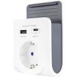 REV USB Ladegerät - Steckdosenadapter mit Ablageschale, USB (Typ A & C), 230V Steckdose, weiß