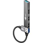 goobay 4-Port USB 3.2 Hub Slim/USB Mehrfachstecker / USB-A zu 4-Fach USB-A Multiport Adapter / Aluminiumgehäuse / 5 Gbit/s / Schwarz