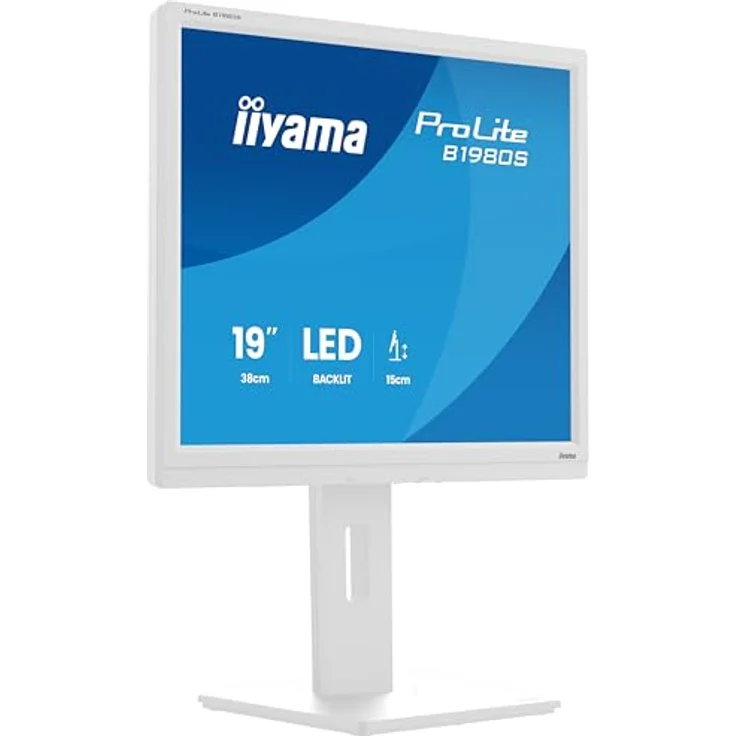 iiyama Prolite B1980S-W1 48cm 19" LED-Monitor SXGA mit HDMI und DP, höhenverstellbar, Pivot und weiß – Bild 1