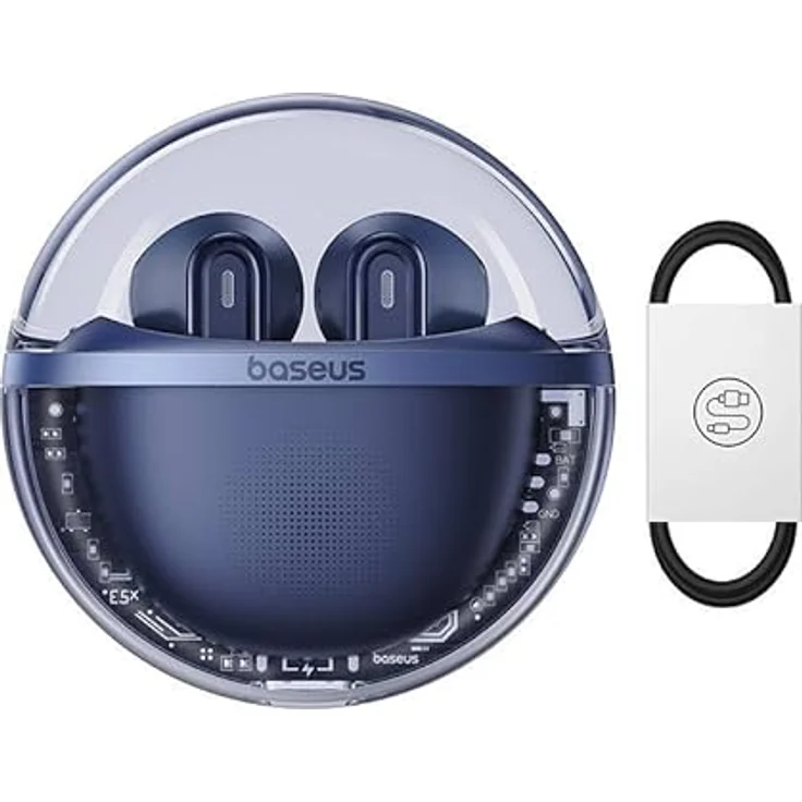 Baseus Bowie E5x, TWS Bluetooth-Kopfhörer mit KI-Geräuschunterdrückung, 25 Stunden Akkulaufzeit, Gaming-Modus, blau – Bild 6