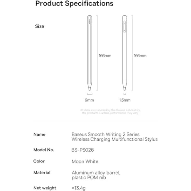 Baseus Smooth Writing 2 Stylus, aktiver Eingabestift für iPad mit austauschbarer Spitze und Neigungssteuerung – Weiß – Bild 9