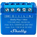 Shelly Plus 1 Mini | Wlan & Bluetooth intelligenter Schalter Relais, 1 Kanal 8 A | Hausautomation | Kompatibel mit Alexa & Google Home | iOS Android App | Kein Hub nötig | Trockene Kontakte