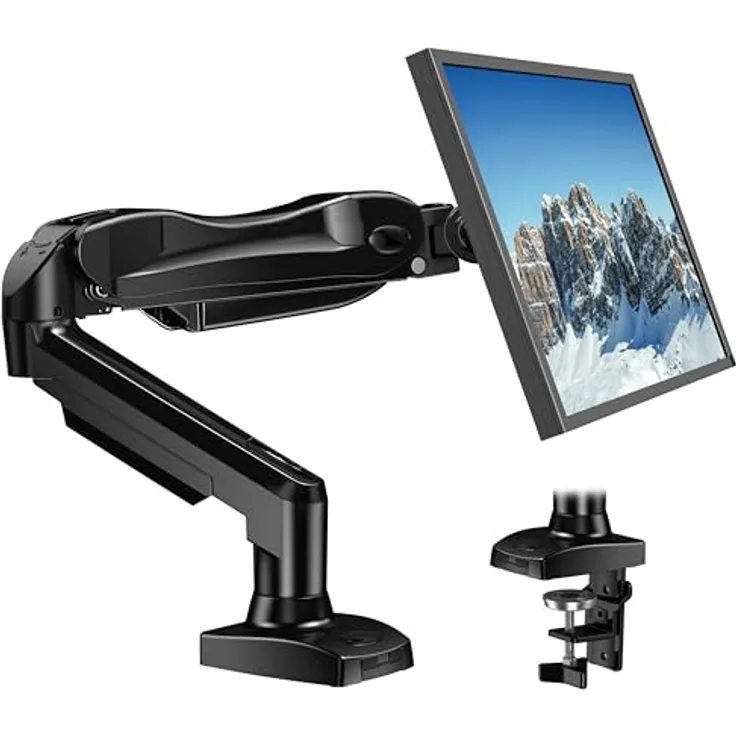 HUANUO Monitor Halterung für 13 bis 32 Zoll Bildschirme, Höhenverstellbarer Einzelner Monitorarm mit Neigungen, Schwenken und Drehen, VESA 75 & 100 mm, max. 9 kg tragfähig