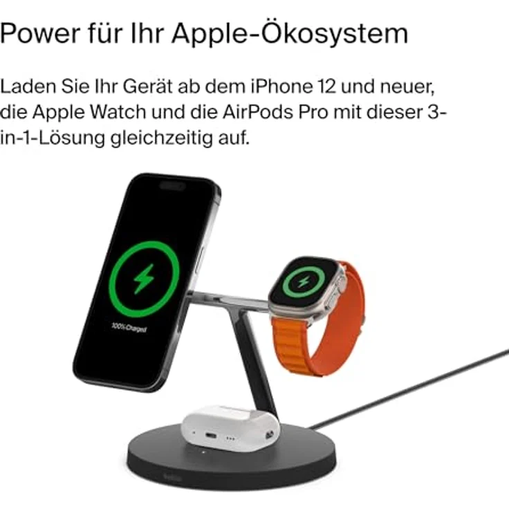 Belkin MagSafe 3-in-1-Ladegerät iPhone 12-13 Serie, schwarz – Bild 3