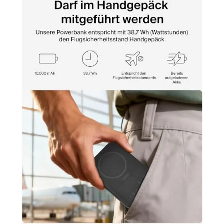 Belkin BoostCharge Slim Magnetische Powerbank 10.000 mAh, 7,5 W, USB-C, Schwarz für iPhone 12-17 – Bild 5