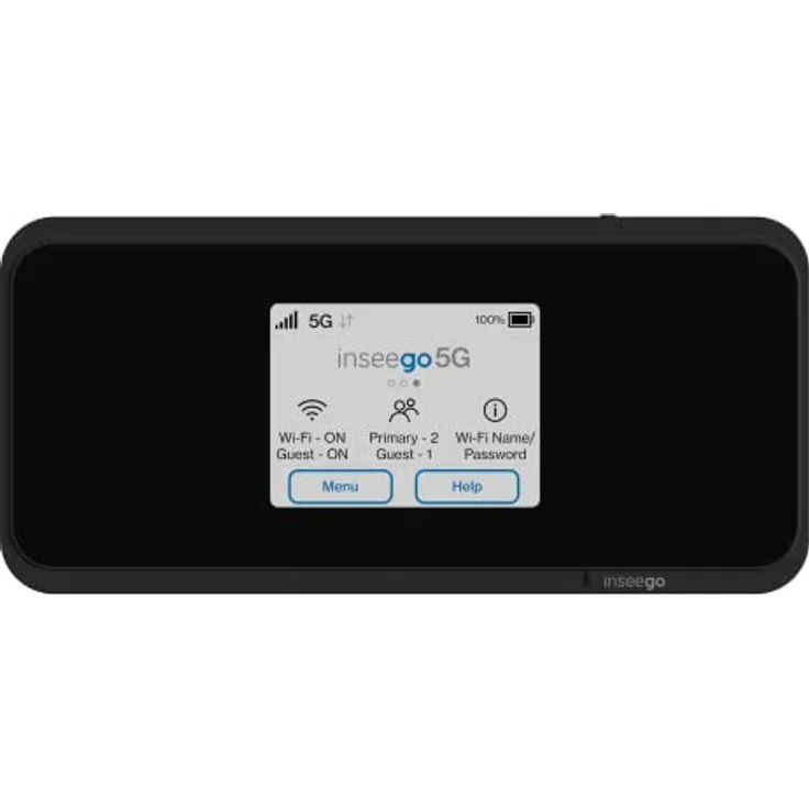 Inseego 5G MiFi M2000 Mobiler 5G Hotspot Router, WiFi 6, 4G LTE-Fallback, 2.4“ Touchscreen, Schnellladefunktion, bis zu 30 Geräte verbinden, schwarz