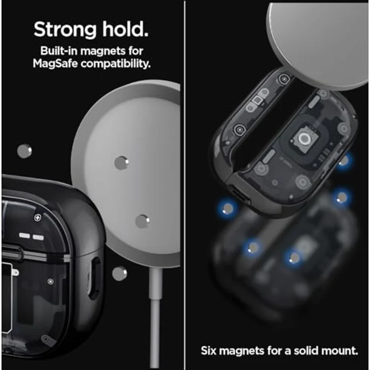 Spigen Ultra Hybrid MagFit Case for AirPods Pro 2nd Gen (2023/2022) - ZeroOne, Teardown Design, MagSafe Compatible, Shockproof, Karabiner - Black – Bild 4