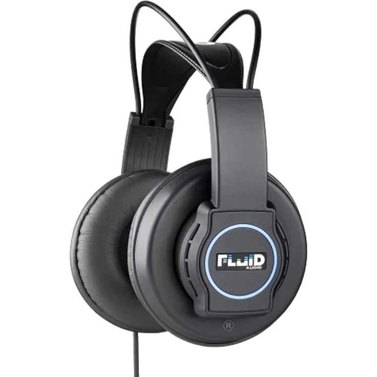Fluid Audio Focus Studio-Kopfhörer (Over-Ear Design, 50mm Neodym-Treiber, inkl. 3m Kabel, 6.3mm Adapter, Reisebeutel, Schwarz) – Bild 4