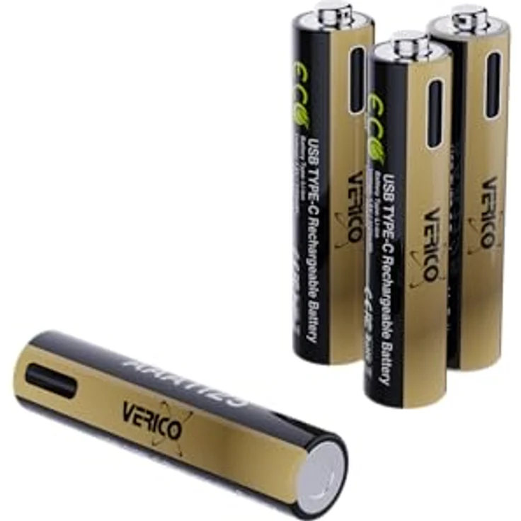 VERICO LoopEnergy Pro AAA 1125 Wiederaufladbare USB-C Batterie, 1,5V 1125 mWh (750mAh), 4er Pack mit Schnellladung in ca. 2 h, inkl. 2 USB-C Ladekabel und praktischer Aufbewahrungsbox – Bild 3