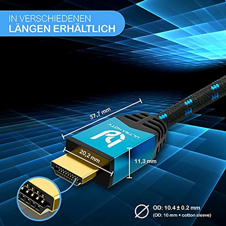 Ultra HDTV Premium 4K HDMI Kabel 10 Meter / HDMI 2.0b, 4K bei vollen 60Hz (keine Ruckler), HDR, 3D – Bild 6