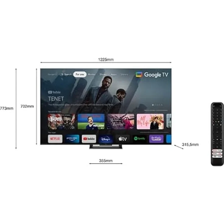 TCL QLED TV 4K 139cm Fernseher 55 Zoll TV 4K QLED 55QLED870 Google TV - Quantum Dot, Dolby Atmos Sound, 4 x HDMI 2.1, Schwarz – Bild 2