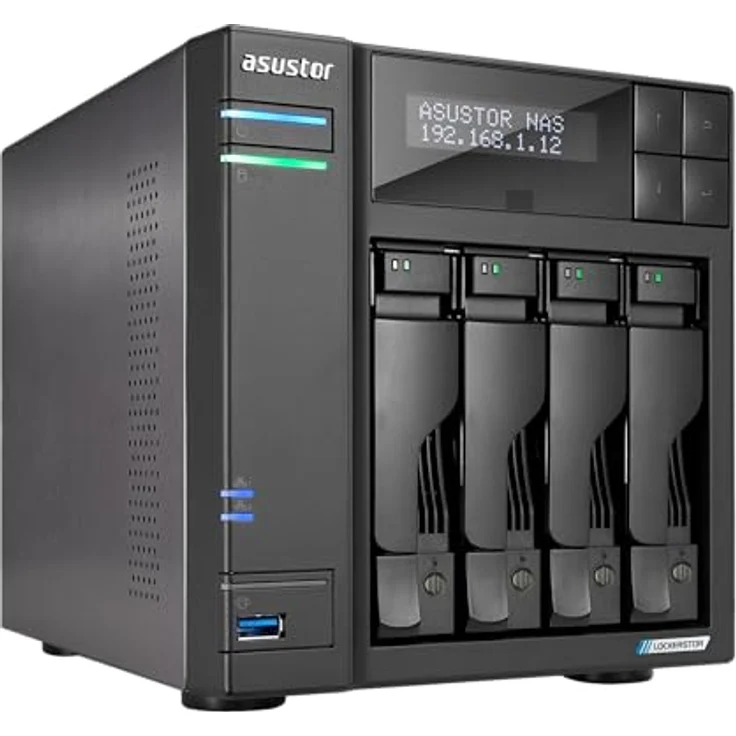 Asustor Lockerstor 4 Gen2+ AS6704T v2, 4-Bay NAS Storage mit Intel Quad-Core 2.0GHz CPU, Dual 5GbE Ports, 4GB RAM DDR4 und 4 M.2 SSD Slots (Ohne Festplatten) – Bild 4