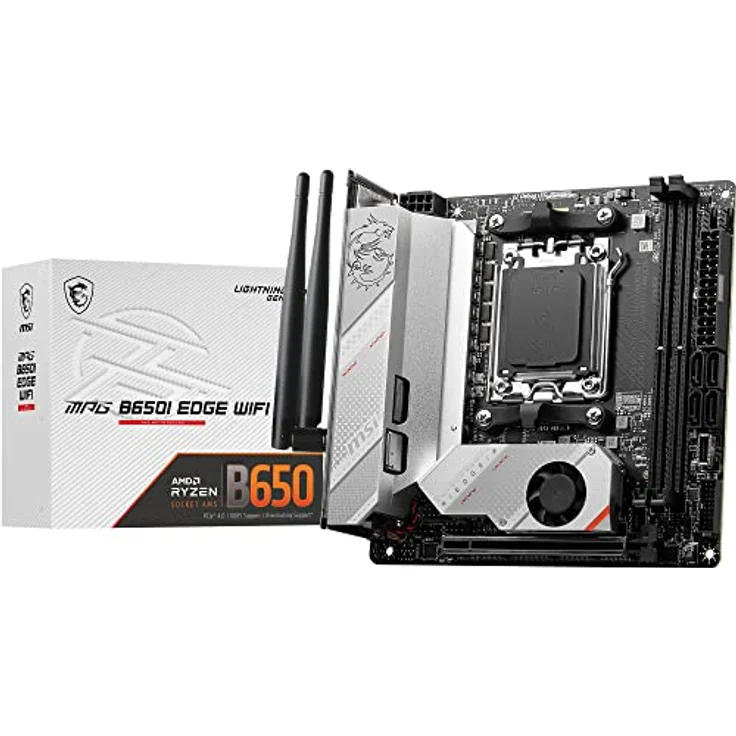 MSI MPG B650I Edge WiFi Mainboard, Mini-ITX - Unterstützt AMD Ryzen 7000 Serie Prozessoren, AM5-8 Phasen 80A VRM, DDR5 Memory Boost 6600+MHz/OC, 1 x PCIe 4.0 x16, 2 x M.2 Gen4, Wi-Fi 6E – Bild 1