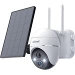 ieGeek Überwachungskamera 2K Solar Überwachungskamera Aussen Akku mit 32&64G TF Karte (Aussen, Außenbereich, 355°/140° Pan Tilt Kabellose Überwachungskamera mit Farbnachtsicht, PIR Bewegungsmelder, Sirene/Weißlichtalarm, 4XDigitaler Zoom 4Dbi Doppelantenn, Weiß)
