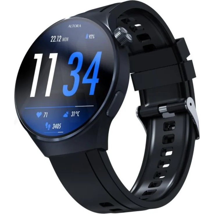 3mk Smartwatch Altora Everyday Slim, elegante Fitnessuhr in Schwarz mit umfassenden Funktionen