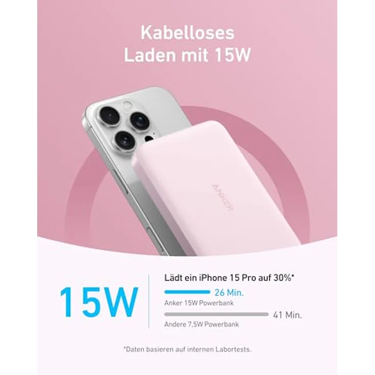 Anker MagGo Powerbank, Ultra-schlankes 10.000mAh magnetisches Akkupack, Qi2-zertifiziert, portabel, 15W Ultra-schnelles MagSafe-kompatibles Ladegerät, ergonomisches Design - Nur für iPhone 15/14/13/12 – Bild 3