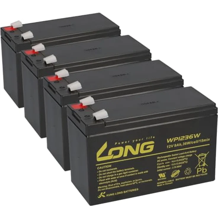 Akkuman.de Blei Akku 12V 9Ah AGM Set, 4 Stück für AEG Protect D 1500 USV, wartungsfrei, hohe Lebensdauer – Bild 1