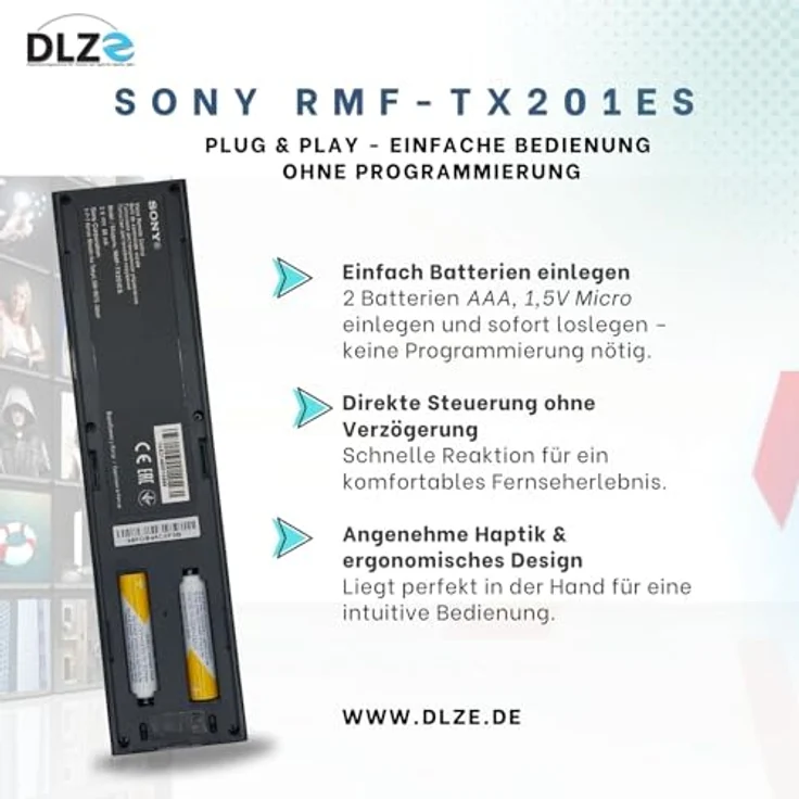 Sony RMF-TX201ES, Original-Fernbedienung für Sony Bravia Smart TVs, sofort einsatzbereit, präzise Signalübertragung – Bild 3