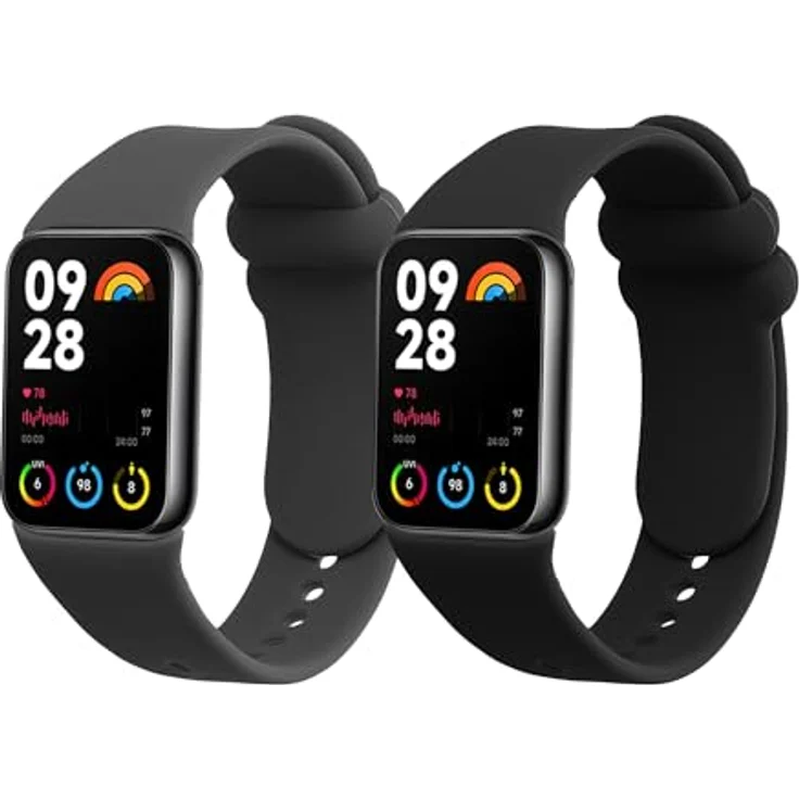 kwmobile 2x Uhrenarmband für Xiaomi Mi Band 8 Pro - TPU Silikon Ersatzband Set in Schwarz Grau, verstellbar von 14-22 cm, reißfest und flexibel – Bild 1