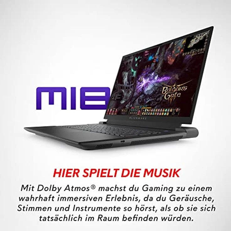 Alienware m18 Gaming Laptop | 13th Gen Intel Core i9 13900HX Prozessor | 18'' FHD+ 480Hz 3ms Display | 32GB DDR5 4800MHz | 1TB NVMe SSD | NVIDIA RTX 4080 12GB GDDR6 | Windows 11 Home | QWERTZ |Schwarz – Bild 2